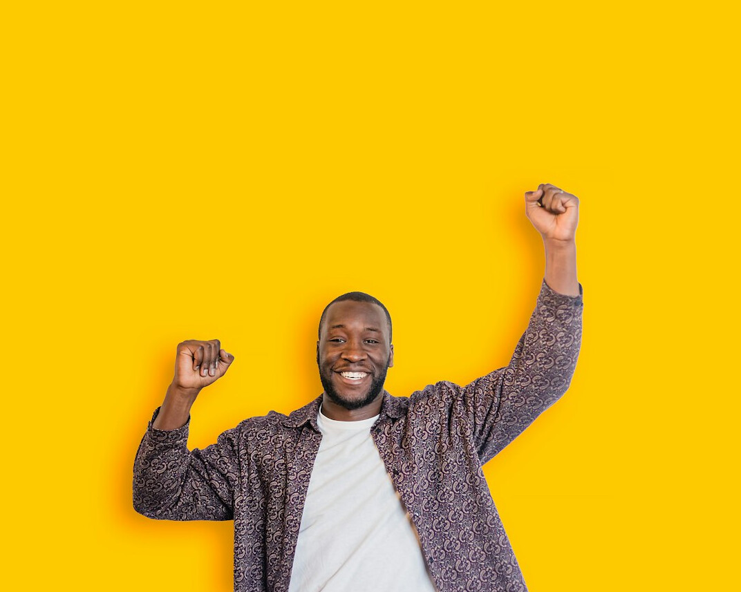 person celebrating success after learning code
