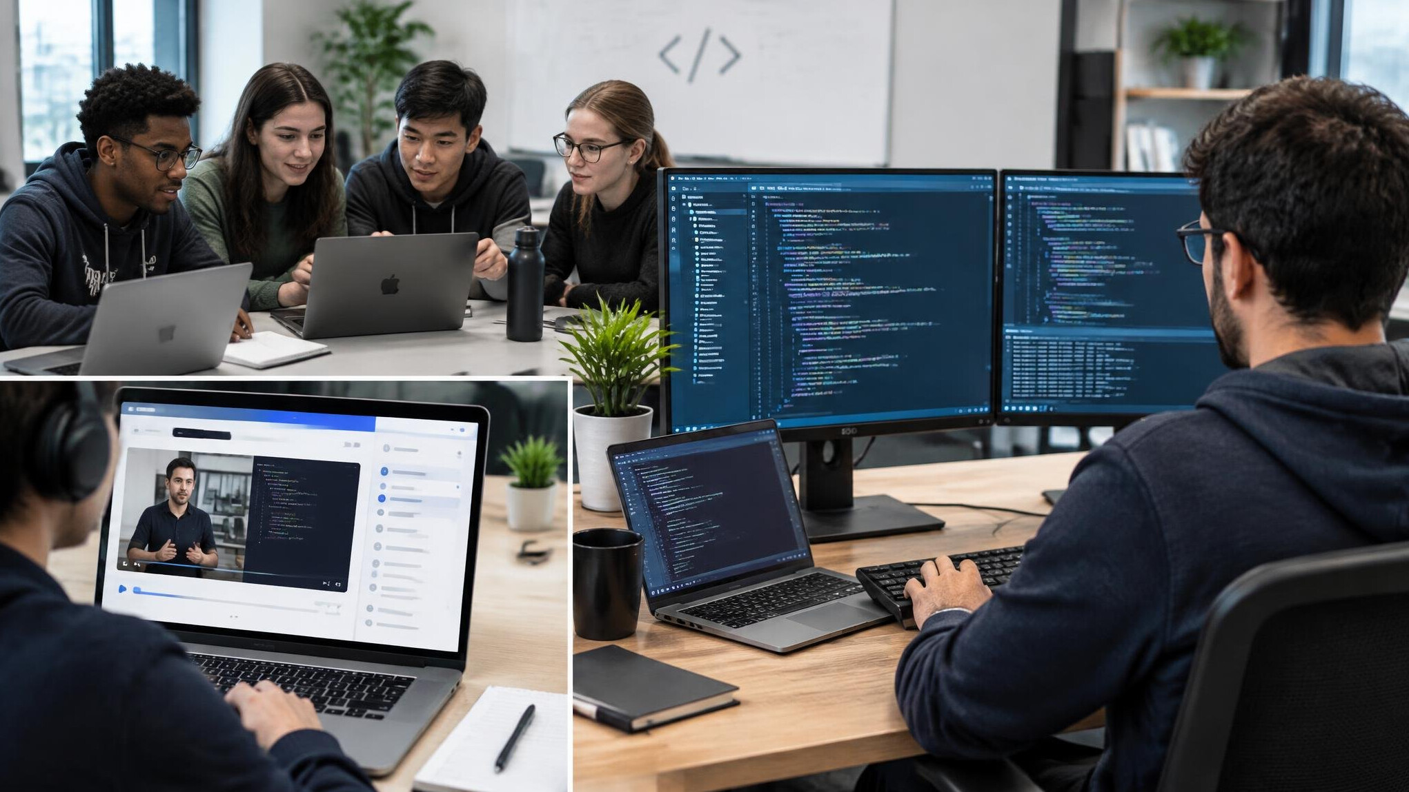 group of students in coding class